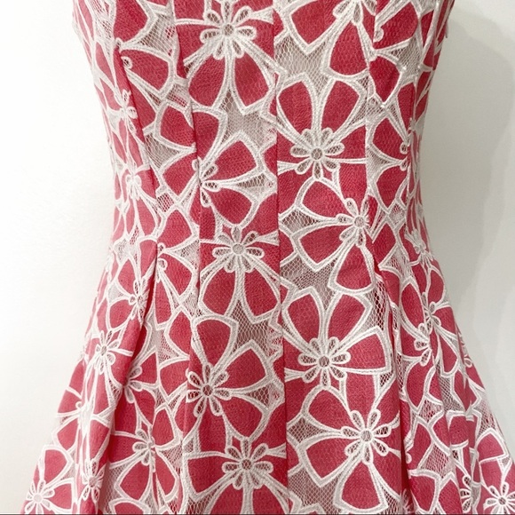 𝅺l'atiste BY AMY PINK WHITE TULLE FLORAL MINI A-LINE  SLEEVELESS COCKTAIL DRESS - Picture 6 of 11